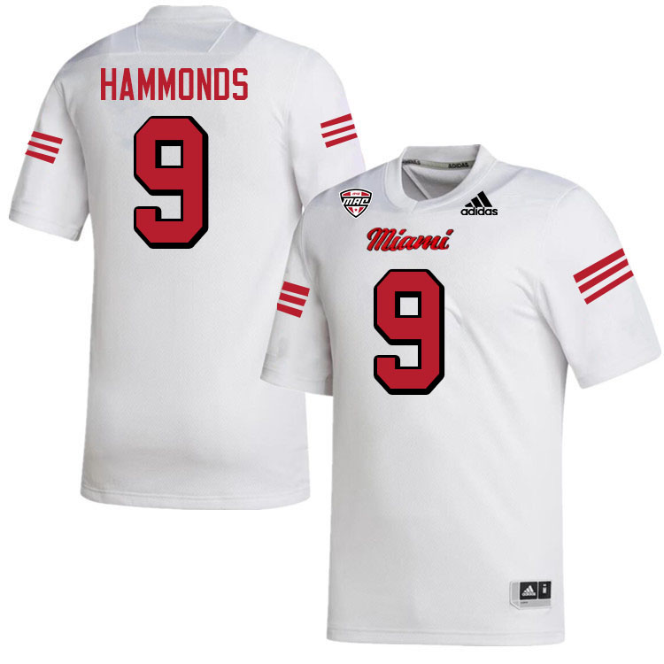 Miami University Redhawks #9 Javon Hammonds College Football Jerseys Stitched-White